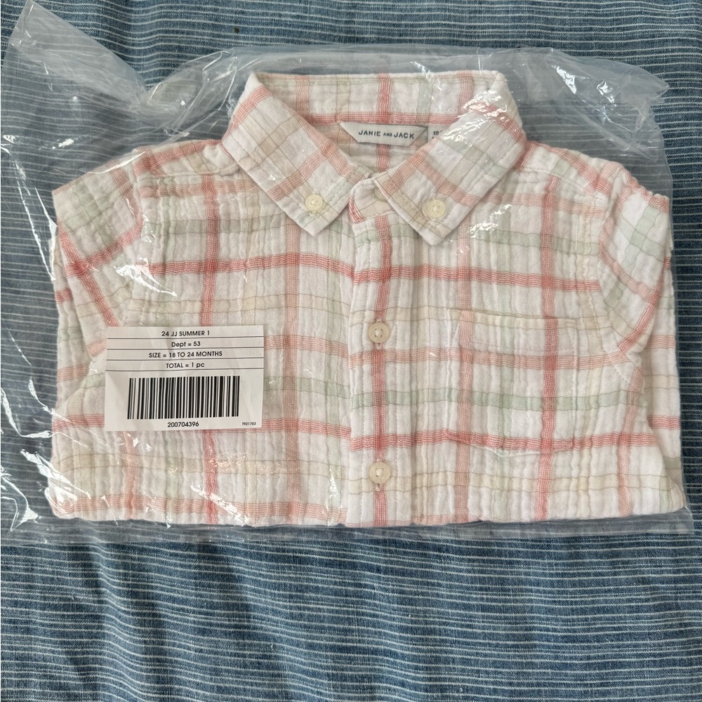 Janie and Jack Pastel Plaid Button Down Shirt
